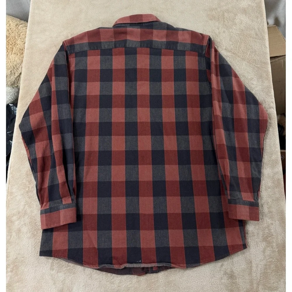 The J.Peterman Company Flannel‎ Shirt Men's XL Red Plaid Long Sleeve XL EUC
